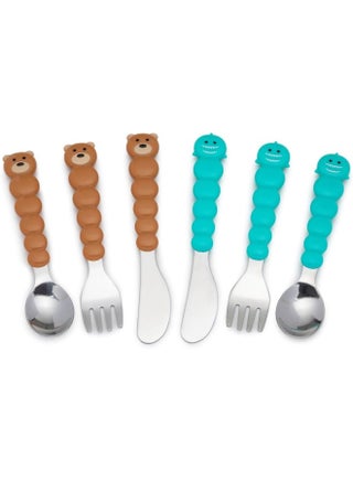 Kids Utensil Set for Kids - 6 Piece Cat & Bulldog Design, BPA Free Stainless Steel Spoons, Forks, and Knives, Dishwasher Safe - Brown & Blue - pzsku/Z256FD683A42F724F00F6Z/45/_/1718362062/b6a4195c-d14e-4d2e-93e9-92d8935da2f0