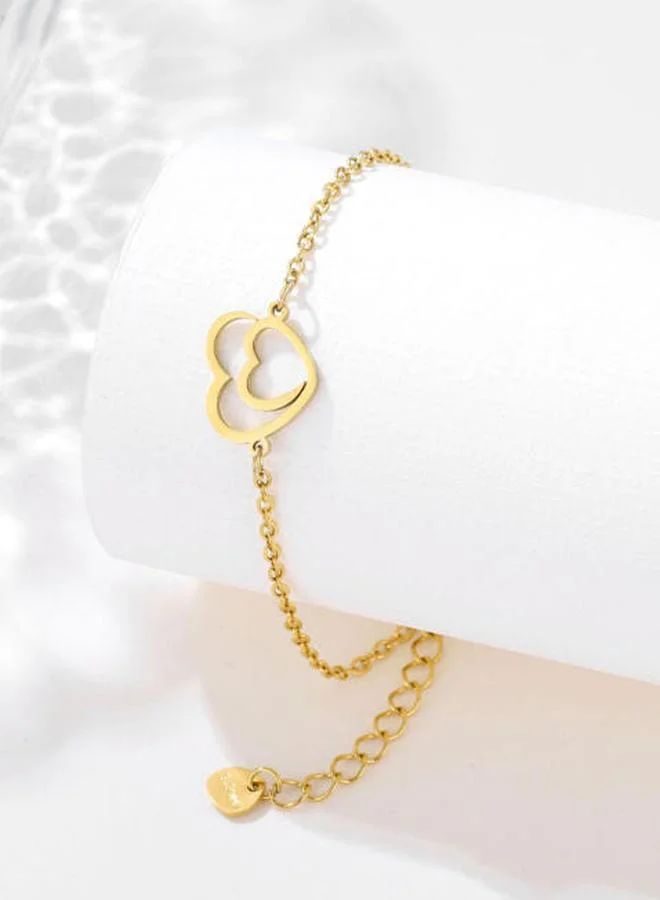 Take Two Gold Heart Charm Bracelet