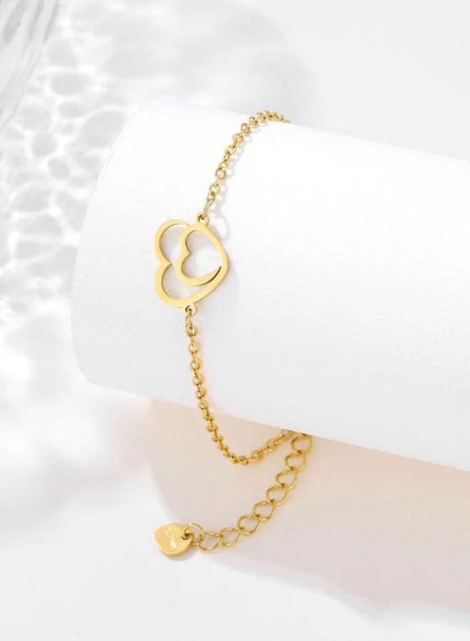 Take Two Gold Heart Charm Bracelet