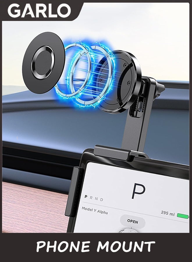 Garlo Tesla Phone Mount, MagSafe Strongest Magnet Power Magnetic Car Phone Holder Mount for Tesla 3/Y Accessories Fits for All iPhone & Android Phones - with Magnetic Ring - Image 2