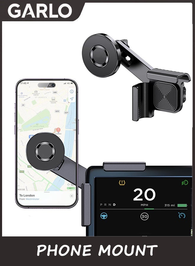 Garlo Tesla Phone Mount, MagSafe Strongest Magnet Power Magnetic Car Phone Holder Mount for Tesla 3/Y Accessories Fits for All iPhone & Android Phones - with Magnetic Ring - Image 1