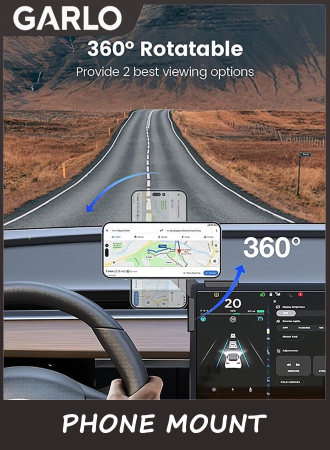 Garlo Tesla Phone Mount, MagSafe Strongest Magnet Power Magnetic Car Phone Holder Mount for Tesla 3/Y Accessories Fits for All iPhone & Android Phones - with Magnetic Ring - Image 5