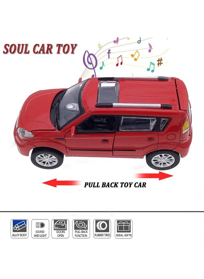Mzexoma Car Toys for 3 4 5 6 7 Year Old Boys Kia Soul Toy Cars for Boys Age 3-8 Diecast Metal Car Models with Light and Sound, Pull Back Toy Cars Gift for Kids Red - Image 4
