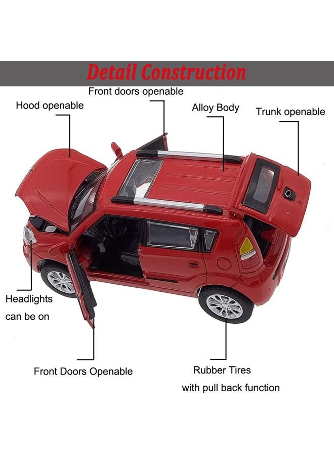 Mzexoma Car Toys for 3 4 5 6 7 Year Old Boys Kia Soul Toy Cars for Boys Age 3-8 Diecast Metal Car Models with Light and Sound, Pull Back Toy Cars Gift for Kids Red - Image 5