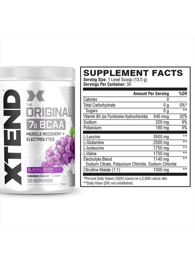 SCIVATION XTEND Original BCAA Powder Glacial Grape Sugar Free Post Workout Muscle Recovery Drink with Amino Acids 7g BCAAs for Men And Women - 30 Servings  - Image 2