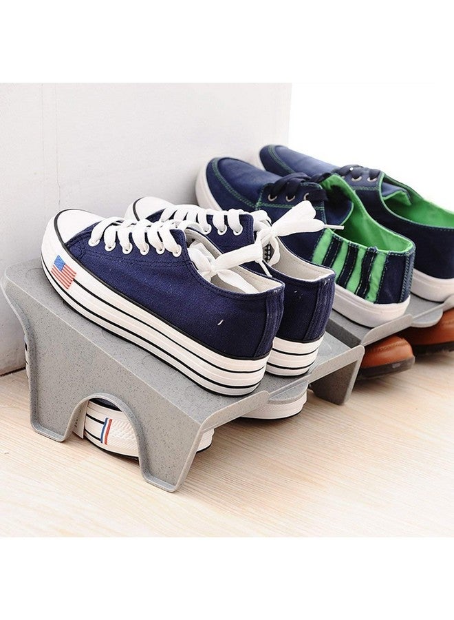 UNIQUE CART Shoe Organizer for Shoe Rack Home Plastic Shoe Stacker Slotz Space Saver | Double Deck Shoe Rack Adjustable Shoe Holder for Storage Organiser | Multipurpose Footwear Stand-Pack of 6 - Image 1