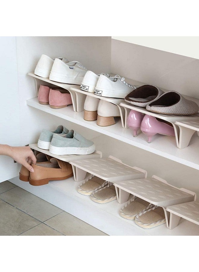 UNIQUE CART Shoe Organizer for Shoe Rack Home Plastic Shoe Stacker Slotz Space Saver | Double Deck Shoe Rack Adjustable Shoe Holder for Storage Organiser | Multipurpose Footwear Stand-Pack of 6 - Image 4