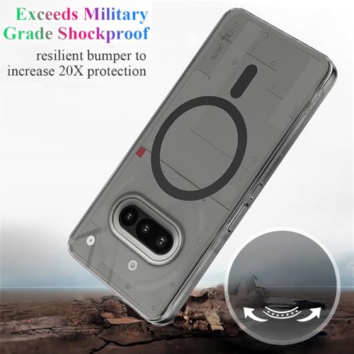 SHINESTAR Shockproof Ultra-Hybrid Back Case Cover for Nothing Phone 3a 5G | Crystal Clear Transparent Case | MagSafe Compatible Back Cover for Nothing Phone 3a 5G | Black - Image 3