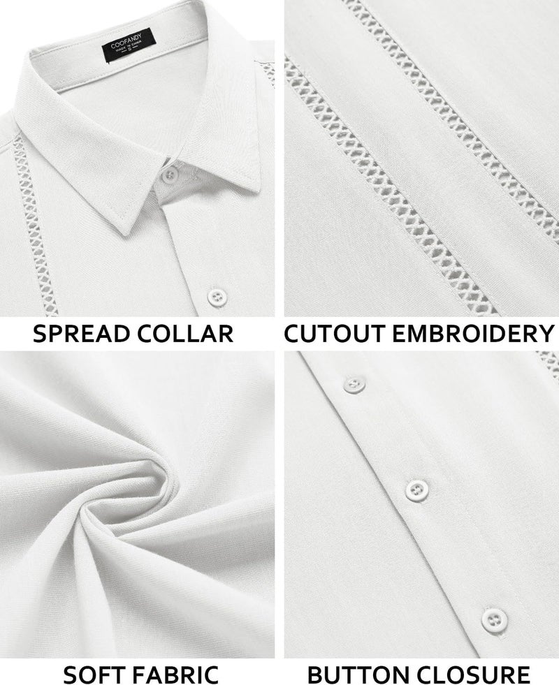 COOFANDY Men's Short Sleeve Button Down Linen Shirt - Casual Summer Beach Wear - Image 5