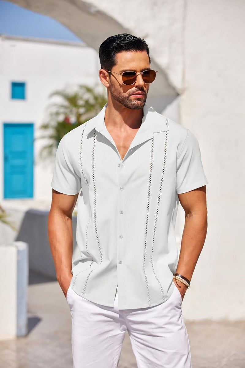 COOFANDY Men's Short Sleeve Button Down Linen Shirt - Casual Summer Beach Wear - Image 4
