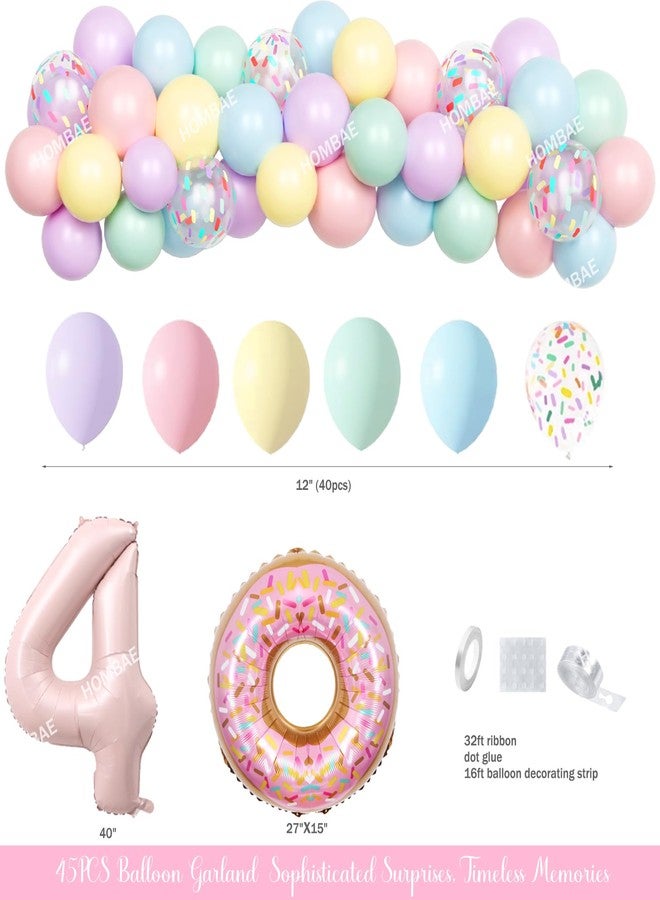 Hombae Four Ever Sweet Birthday Decorations Girl, 4th Birthday Decorations for Girl, Donut Themed Birthday Party Supplies with Banner Foil Balloon Cake Topper for 4 Year Old Girl Birthday Decorations - Image 3