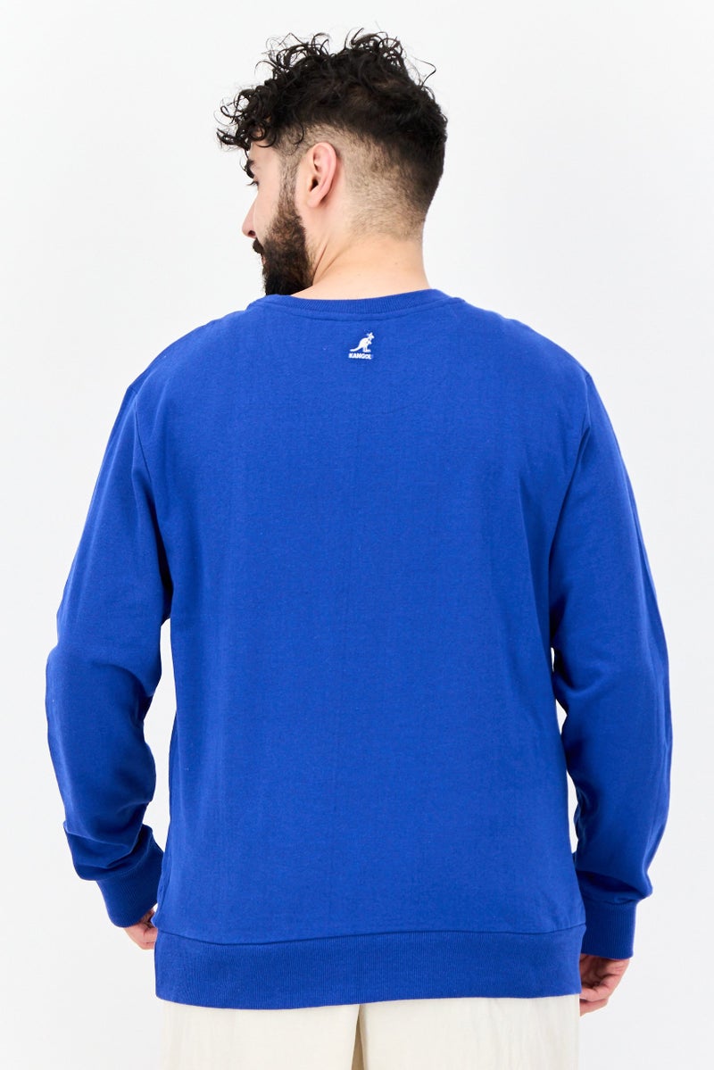 KANGOL Men Ribbed Neck Solid  Long Sleeves Sweatshirt, Blue - Image 3