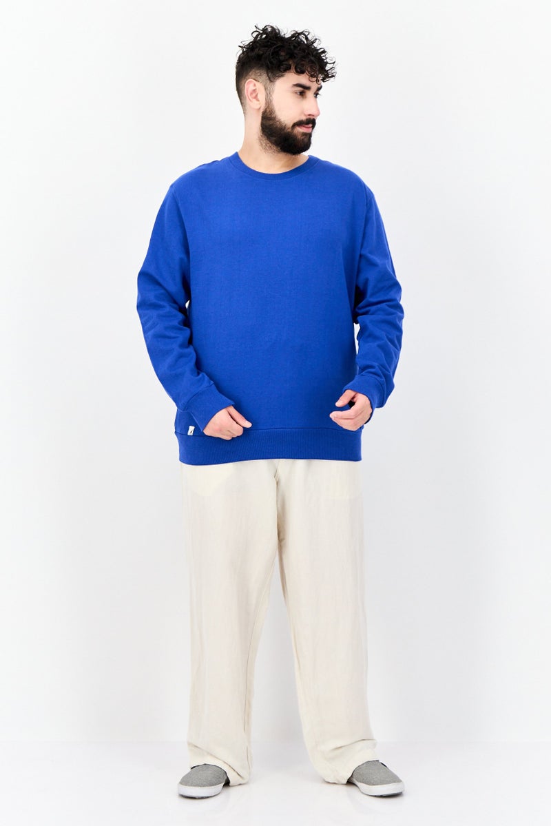 KANGOL Men Ribbed Neck Solid  Long Sleeves Sweatshirt, Blue - Image 4