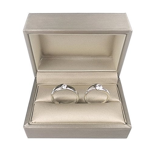 DesignSter Gold Bearer Ring Box – Premium PU Leather Double Rings Box for Wedding Engagement Gift Box - Image 2