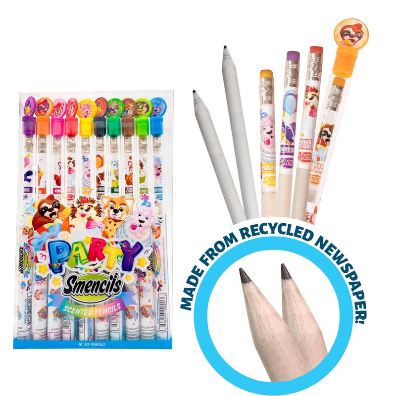 Scentco Party Smencils - Patented Gourmet Scented Graphite HB #2 Pencils made from Recycled Newspapers, 10 Count, Gifts for Kids, School Supplies - Image 4