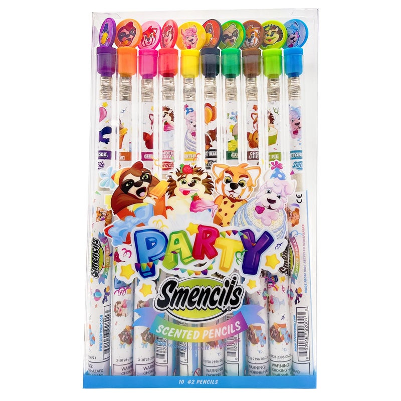 Scentco Party Smencils - Patented Gourmet Scented Graphite HB #2 Pencils made from Recycled Newspapers, 10 Count, Gifts for Kids, School Supplies - Image 1