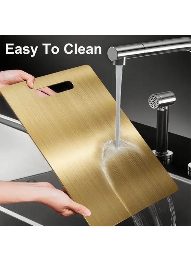 2025 Golden Stainless Steel Cutting Board Double Sided Heavy Duty Food Grade Chopping Board with Non Slip Base Large 30x20 CM - Image 1