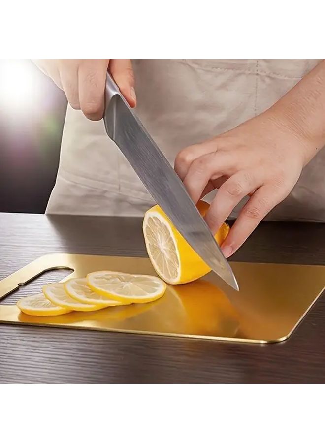 2025 Golden Stainless Steel Cutting Board Double Sided Heavy Duty Food Grade Chopping Board with Non Slip Base Large 30x20 CM - Image 3