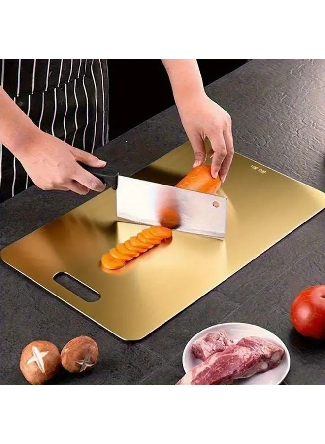 2025 Golden Stainless Steel Cutting Board Double Sided Heavy Duty Food Grade Chopping Board with Non Slip Base Large 30x20 CM - Image 2
