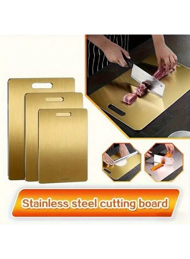 2025 Golden Stainless Steel Cutting Board Double Sided Heavy Duty Food Grade Chopping Board with Non Slip Base Large 30x20 CM - Image 5