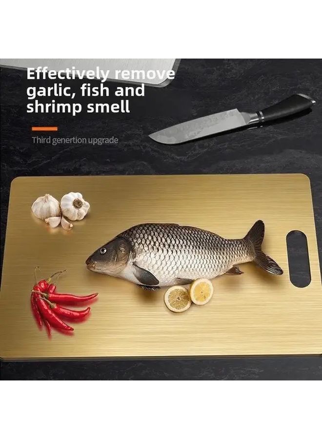 2025 Golden Stainless Steel Cutting Board Double Sided Heavy Duty Food Grade Chopping Board with Non Slip Base Large 30x20 CM - Image 4