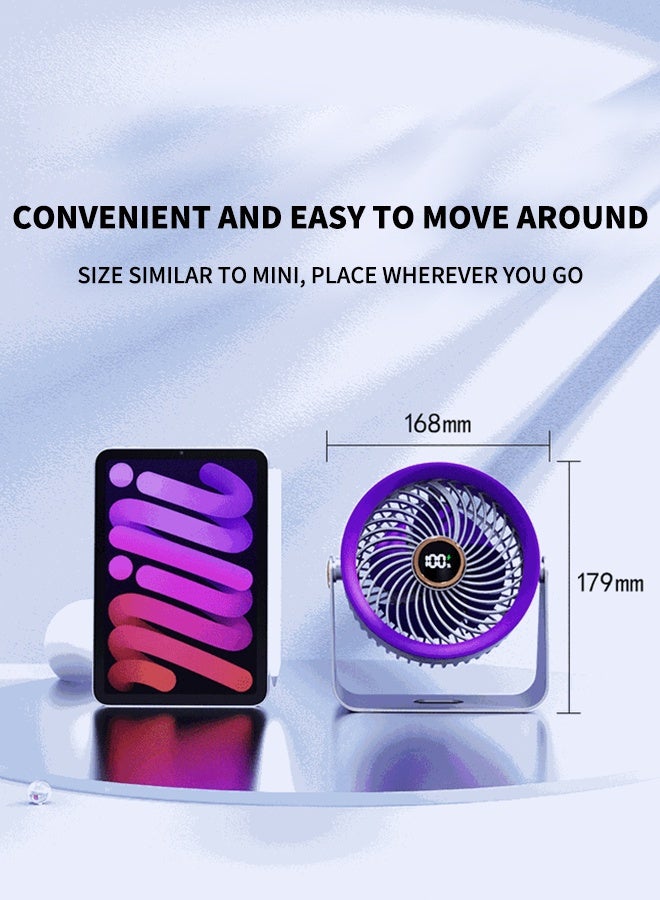 MLADEN Portable Desk Fan with LED Digital Display and 5 Level Wind Speed Adjustment,Table Fan with 4000mAh Battery, Indoor Air Circulation Desktop Fan with Adjustable Angle, Quiet Operation For Bedroom Home Office Desktop Travel - Image 2