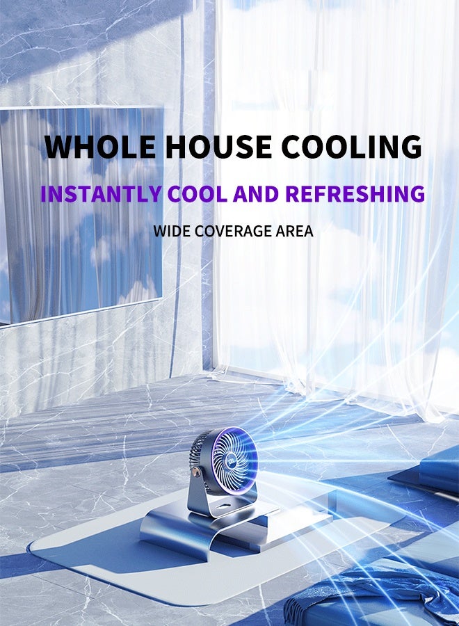 MLADEN Portable Desk Fan with LED Digital Display and 5 Level Wind Speed Adjustment,Table Fan with 4000mAh Battery, Indoor Air Circulation Desktop Fan with Adjustable Angle, Quiet Operation For Bedroom Home Office Desktop Travel - Image 4