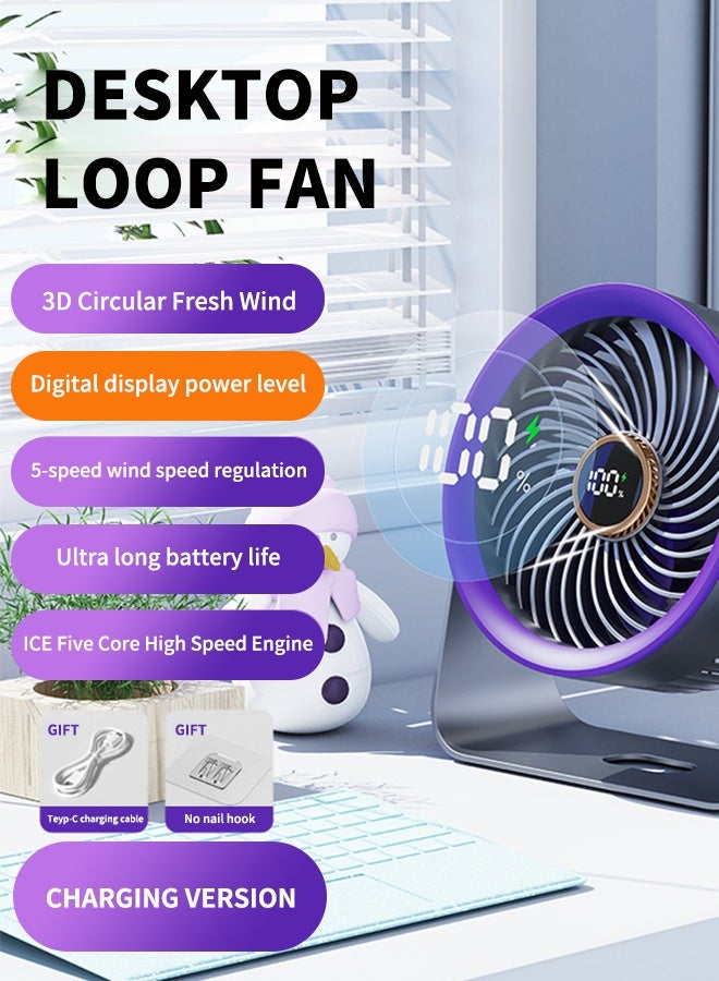 MLADEN Portable Desk Fan with LED Digital Display and 5 Level Wind Speed Adjustment,Table Fan with 4000mAh Battery, Indoor Air Circulation Desktop Fan with Adjustable Angle, Quiet Operation For Bedroom Home Office Desktop Travel - Image 5