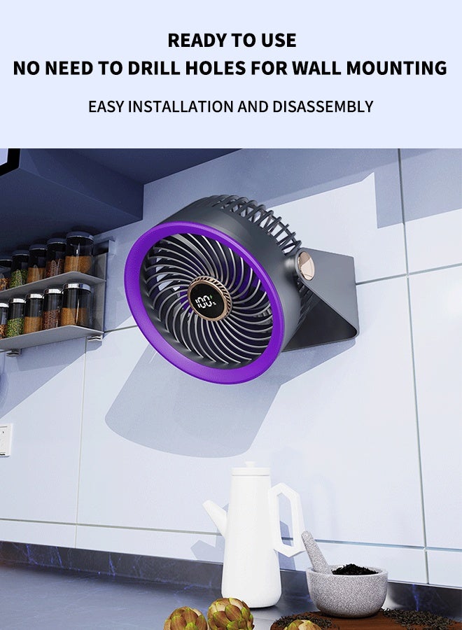 MLADEN Portable Desk Fan with LED Digital Display and 5 Level Wind Speed Adjustment,Table Fan with 4000mAh Battery, Indoor Air Circulation Desktop Fan with Adjustable Angle, Quiet Operation For Bedroom Home Office Desktop Travel - Image 3