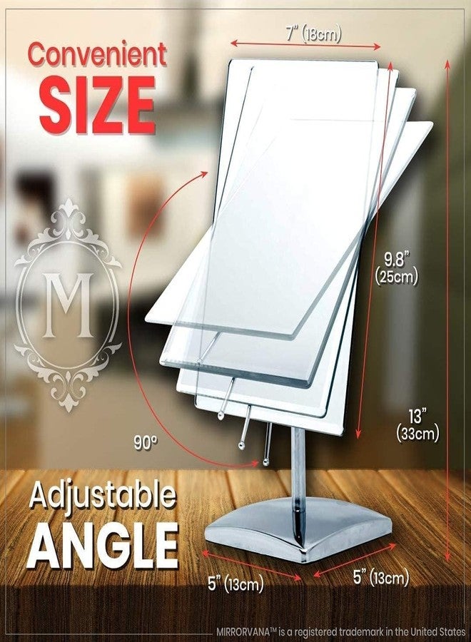MIRRORVANA Large Table Desk Mirror with Stand for Office Desktop, Makeup Vanity and Bathroom Countertop - Personal Adjustable Face Mirror - 9.8" x 7" - Image 2