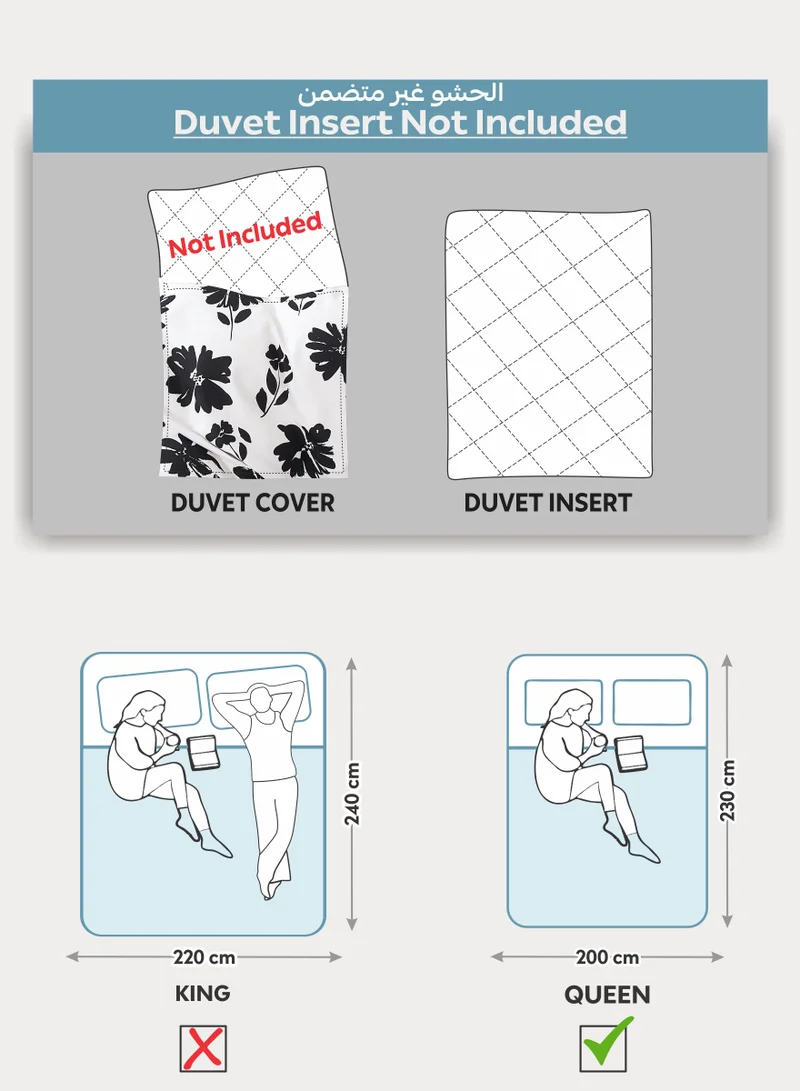 Donetella Printed Duvet Set, Queen Size 200x230 cm - 6-Pcs Bed Set, Microfiber Fabric - 1 Duvet Cover, 1 Fitted Sheet, 2 Pillow Shams, 2 Pillowcases (Filler Not Included)