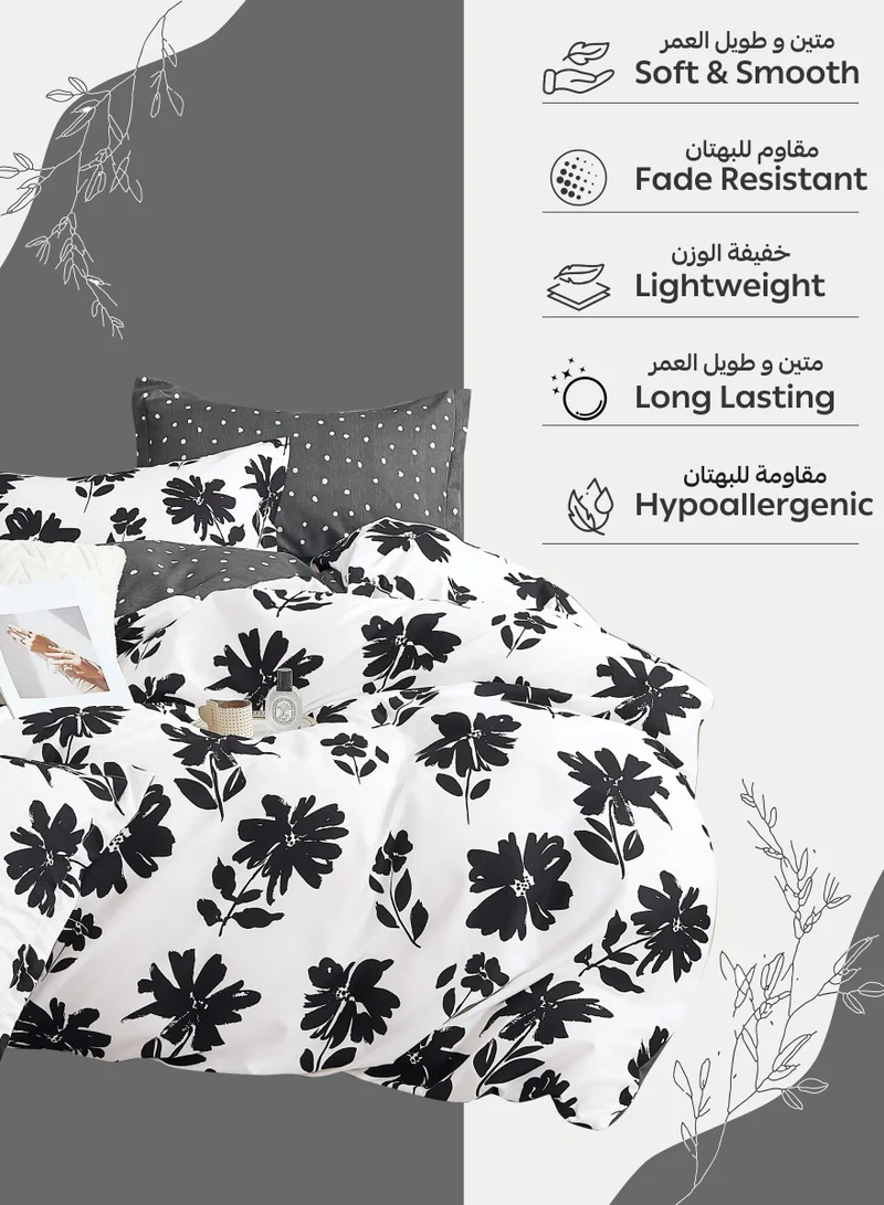 Donetella Printed Duvet Set, Queen Size 200x230 cm - 6-Pcs Bed Set, Microfiber Fabric - 1 Duvet Cover, 1 Fitted Sheet, 2 Pillow Shams, 2 Pillowcases (Filler Not Included)