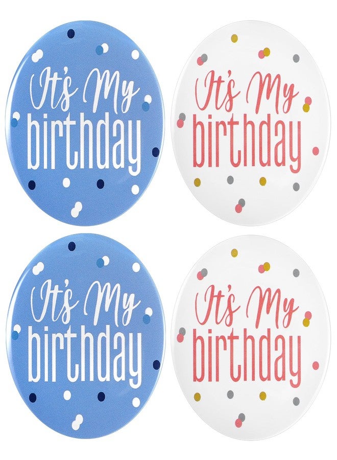 مجموعة من 4 دبابيس عيد ميلاد سعيد، أزرار عيد ميلاد، دبابيس متينة من الصفيح مكتوب عليها "عيد ميلادي" للبنات والأولاد والرجال، زينة حفلات، (لونان) - Image 1