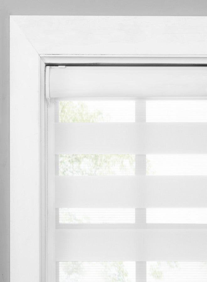 Eclipse Zebra Cordless Roller Shades, Dual Layer Fabric Window Shades, Light Filtering Shades for Privacy, Easy Lift Blinds with Cassette Valance, 27 in Wide x 72 in Long, in White - Image 5