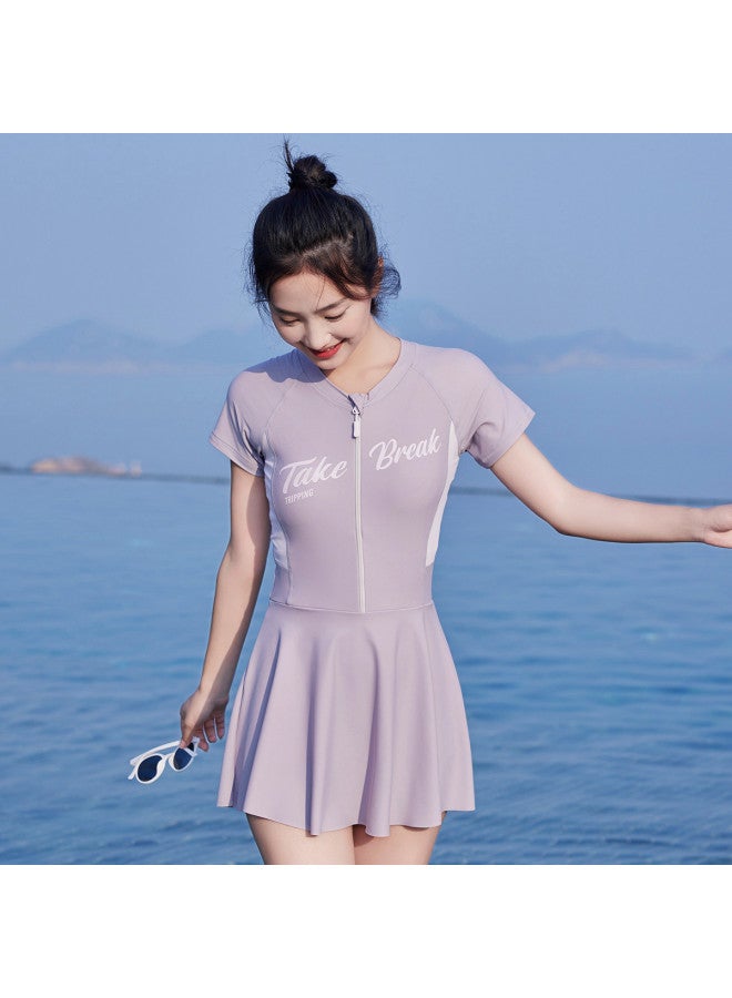 Bumblebee plus Size Kids' Sporty Sleeved Swimsuit With Skirt - Modest Coverage & Flattering Fit - Image 5