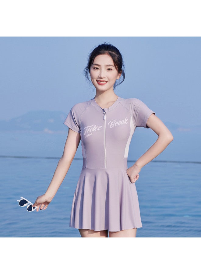 Bumblebee plus Size Kids' Sporty Sleeved Swimsuit With Skirt - Modest Coverage & Flattering Fit - Image 4