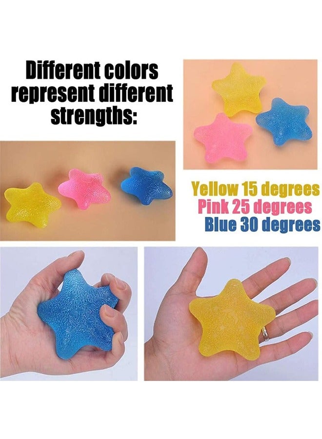 HS Hand Exerciser Grip Strengthener Ball, Five-Star Shaped Stress Balls Silicone Squeeze Toys, Hand Grip Strength Trainer For Adults Kids Elderly, 3 Colors, Set Of 3 - Image 3