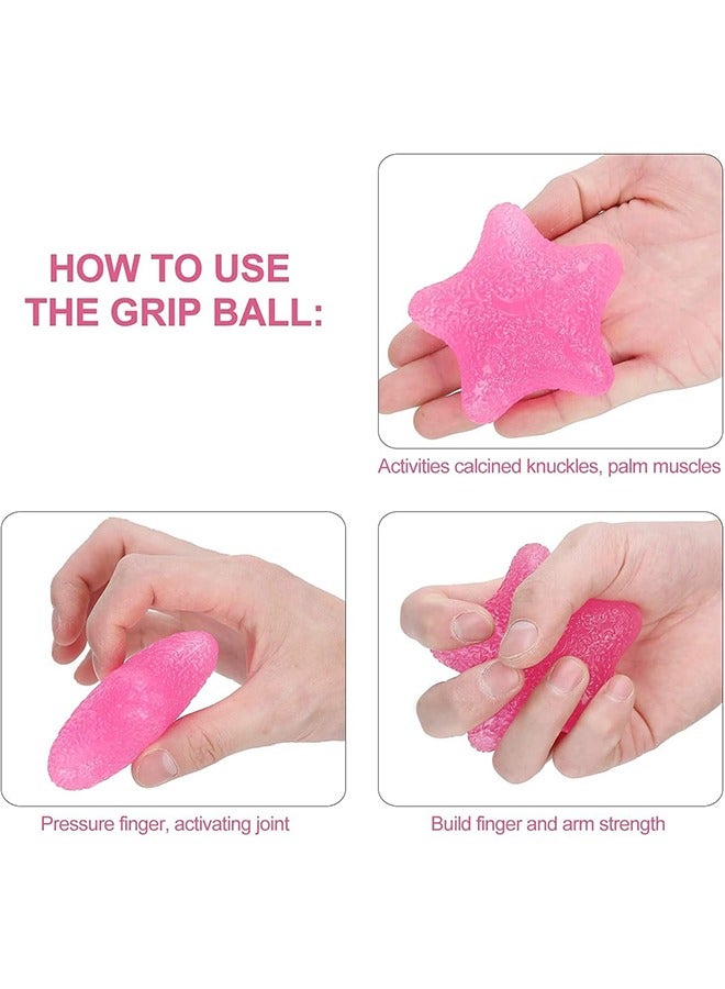 HS Hand Exerciser Grip Strengthener Ball, Five-Star Shaped Stress Balls Silicone Squeeze Toys, Hand Grip Strength Trainer For Adults Kids Elderly, 3 Colors, Set Of 3 - Image 5
