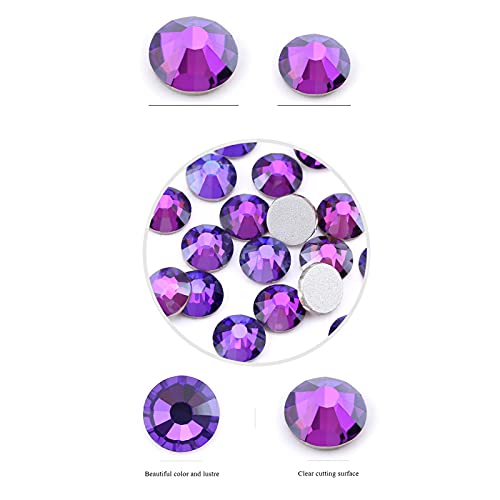 Dowarm 2650 Pieces Glue Fix Glass Flat Back Crystal Rhinestones, 6 Sizes 1.5mm - 6.5mm, Flatback Crystals for Crafts Nail Face Art Clothes Jewelry, Round Loose Gemstones (Purple Velvet) - Image 4