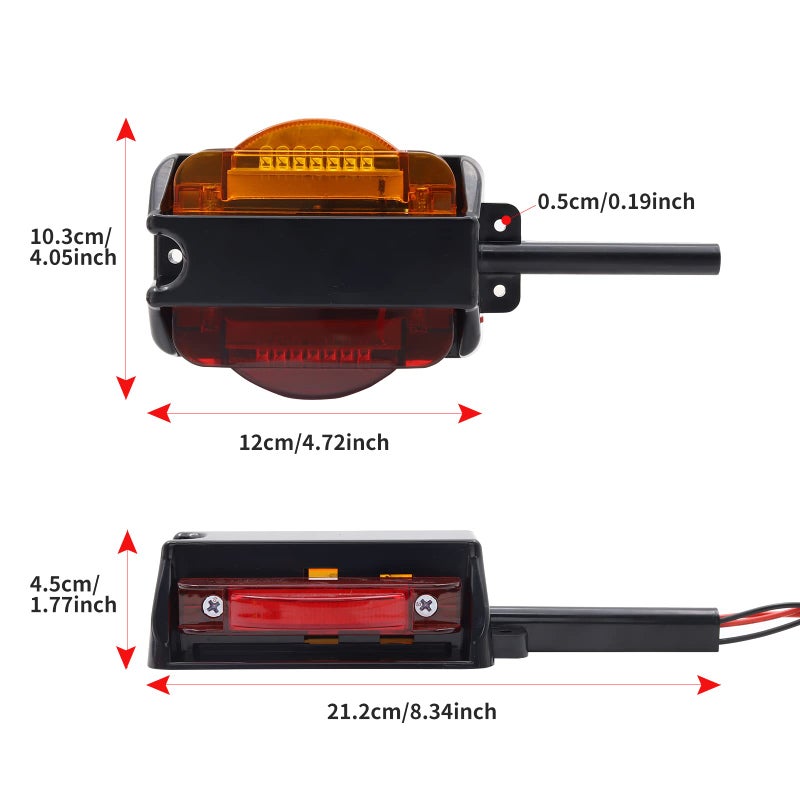 Generic YnGia 2PCS 14 LED Trailer Fender Light Rear Tail Light, Dual Face Truck Clearance Marker Light Brake Stop Lamp Turn Signal Indicator Red Amber for Trailer Lorry Caravan Van Tractor  - Image 2