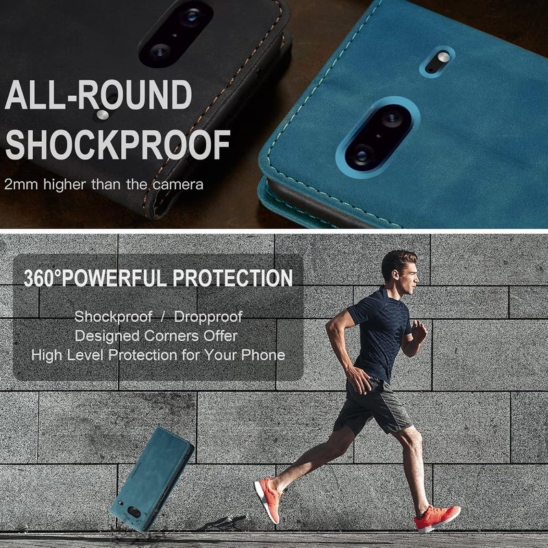Cracedily for Google Pixel 7 Case, Flip Wallet Leather Case with Card Holder Magnetic Closure Shockproof Kickstand Protective Phone Cases Cover for Google Pixel 7,Blue-Green - Image 5