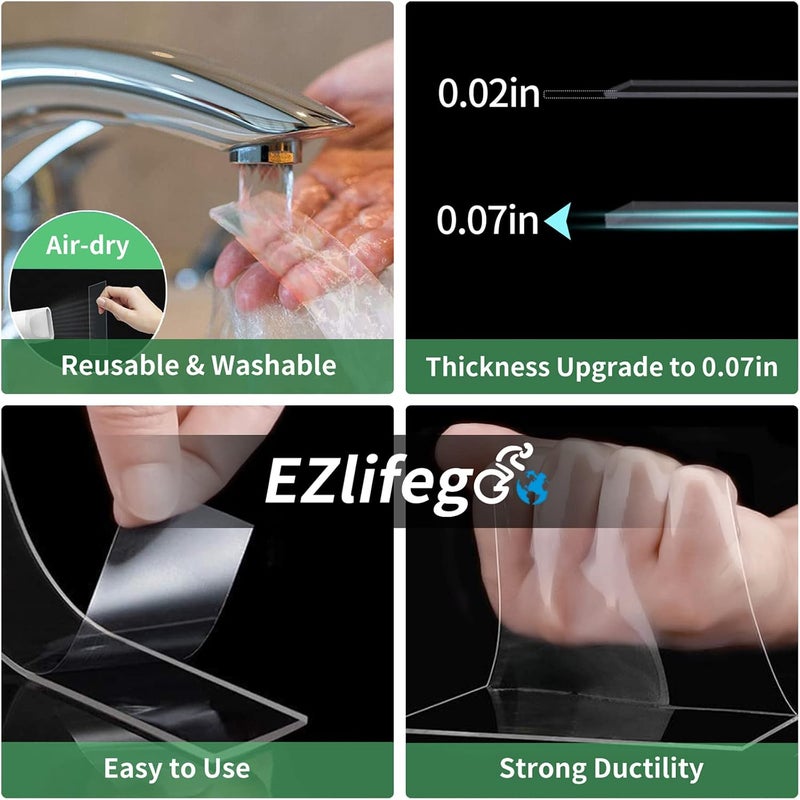 EZlifego ملصق شفاف ثنائي الجانب ثقيل الاستخدام، قابل للإزالة متعدد الأغراض، قوي قابل للغسل، (ألوان متنوعة) (عبوة من 2) - Image 5