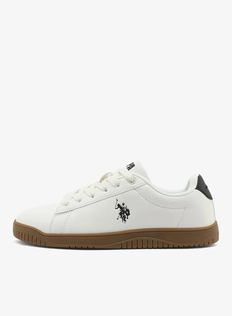 يو اس بولو اسن USPA Women's White Casual Sneakers with Gum Rubber Sole – Lightweight Lace-Up Lifestyle Shoes | Comfortable Everyday Fashion Sneakers