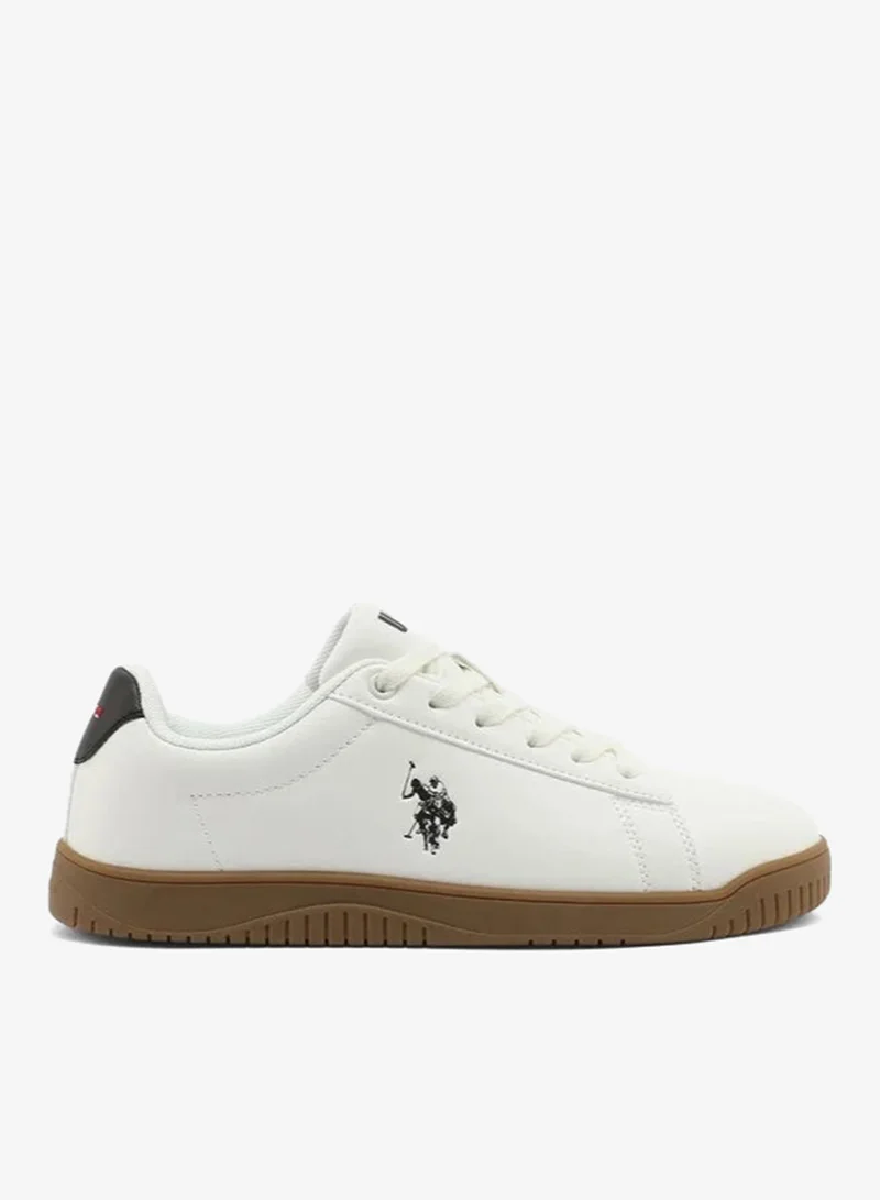يو اس بولو اسن USPA Women's White Casual Sneakers with Gum Rubber Sole – Lightweight Lace-Up Lifestyle Shoes | Comfortable Everyday Fashion Sneakers