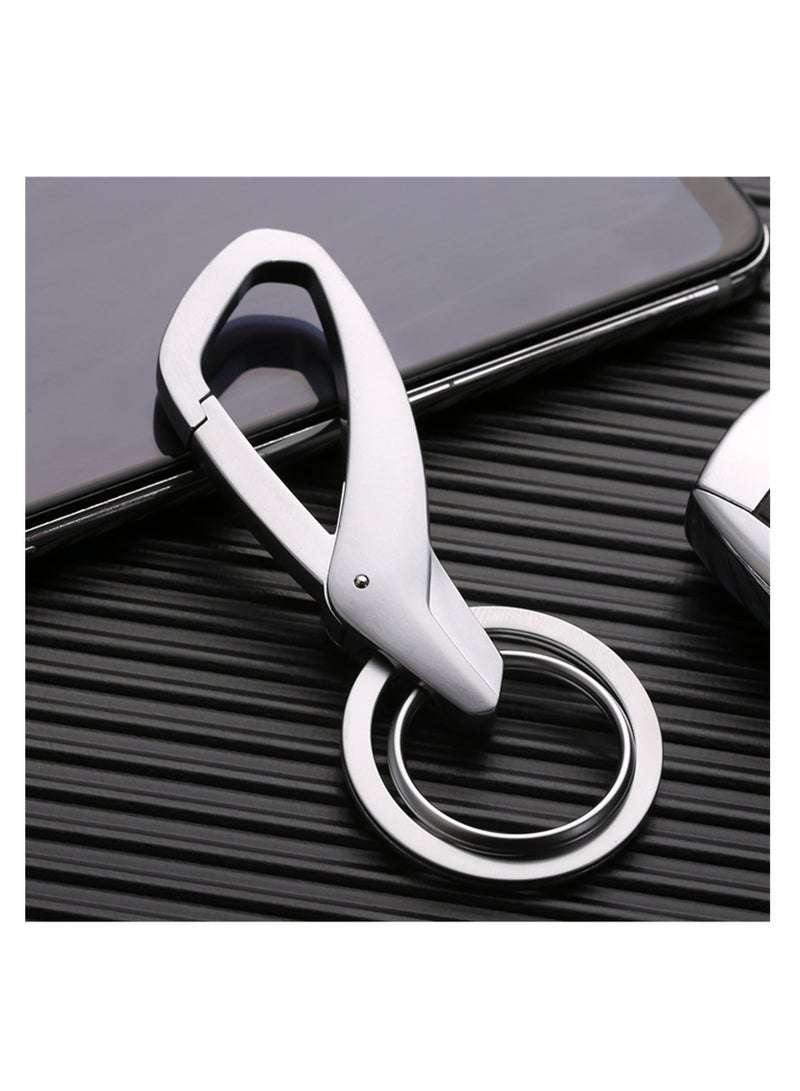 NOVOLAN Key Chain, Key Ring Key Holder Zinc Alloy Metal Key, Car Key, Car Keychain, Key Fob Keychain, Keychain Simple Creative Car Key Waist Hanging Double Ring Metal Keychain Pendant for Men & Women (Silver) - Image 1