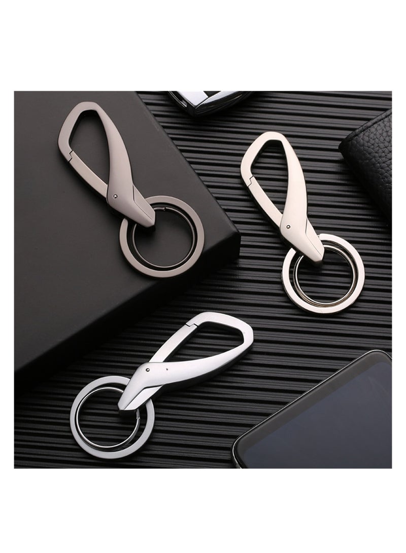 NOVOLAN Key Chain, Key Ring Key Holder Zinc Alloy Metal Key, Car Key, Car Keychain, Key Fob Keychain, Keychain Simple Creative Car Key Waist Hanging Double Ring Metal Keychain Pendant for Men & Women (Silver) - Image 2