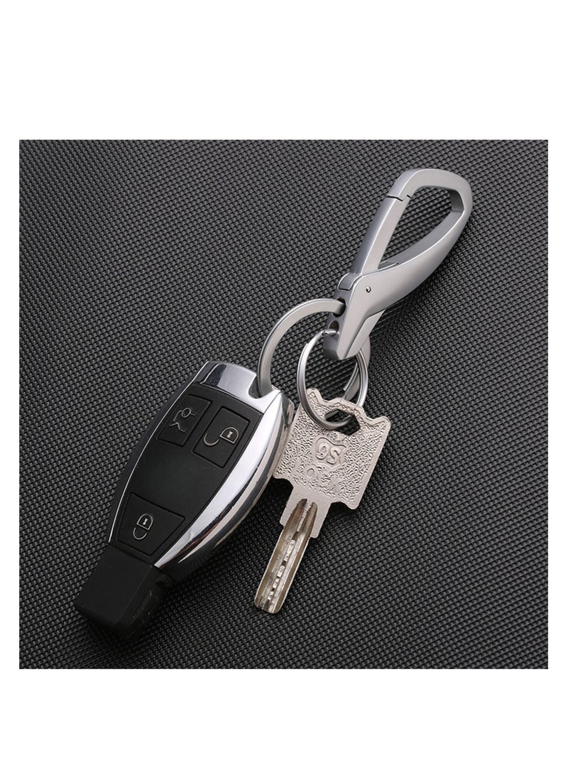 NOVOLAN Key Chain, Key Ring Key Holder Zinc Alloy Metal Key, Car Key, Car Keychain, Key Fob Keychain, Keychain Simple Creative Car Key Waist Hanging Double Ring Metal Keychain Pendant for Men & Women (Silver) - Image 3