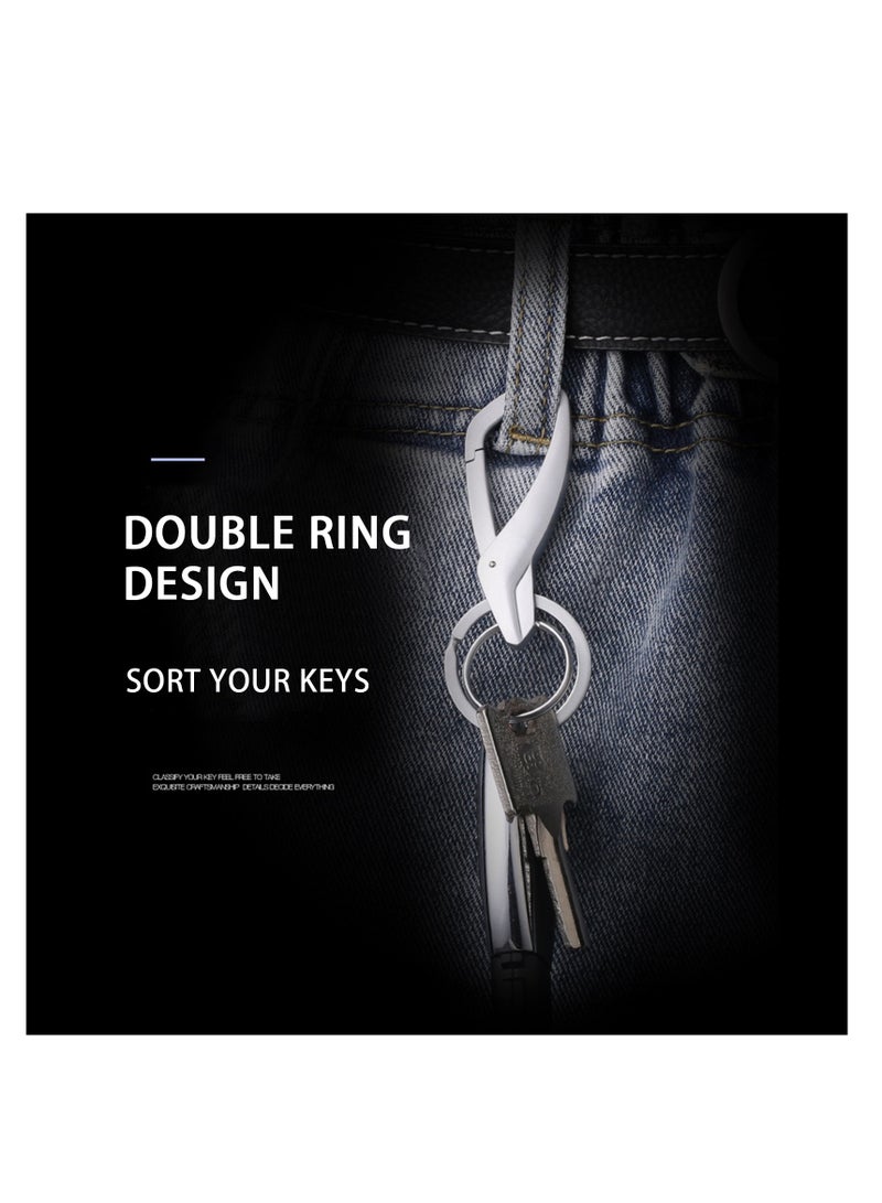NOVOLAN Key Chain, Key Ring Key Holder Zinc Alloy Metal Key, Car Key, Car Keychain, Key Fob Keychain, Keychain Simple Creative Car Key Waist Hanging Double Ring Metal Keychain Pendant for Men & Women (Silver) - Image 5