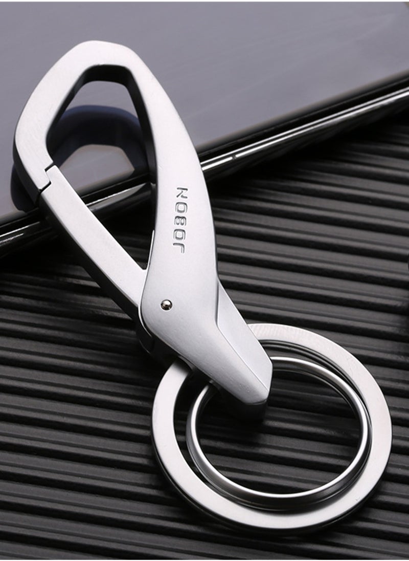 NOVOLAN NOVOLAN Key Chain, Key Ring Key Holder Zinc Alloy Metal Key, Car Key, Car Keychain, Key Fob Keychain, Keychain Simple Creative Car Key Waist Hanging Double Ring Metal Keychain Pendant for Men & Women (Silver)  - Image 1