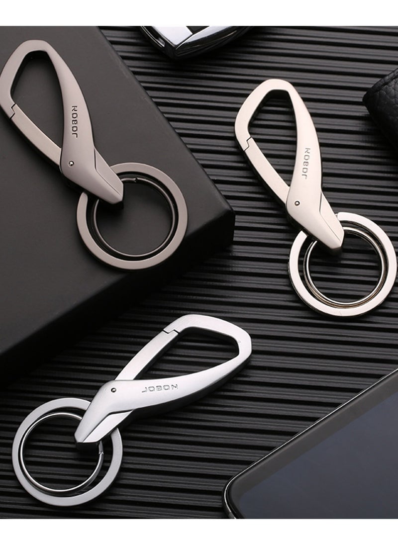 NOVOLAN NOVOLAN Key Chain, Key Ring Key Holder Zinc Alloy Metal Key, Car Key, Car Keychain, Key Fob Keychain, Keychain Simple Creative Car Key Waist Hanging Double Ring Metal Keychain Pendant for Men & Women (Silver)  - Image 2